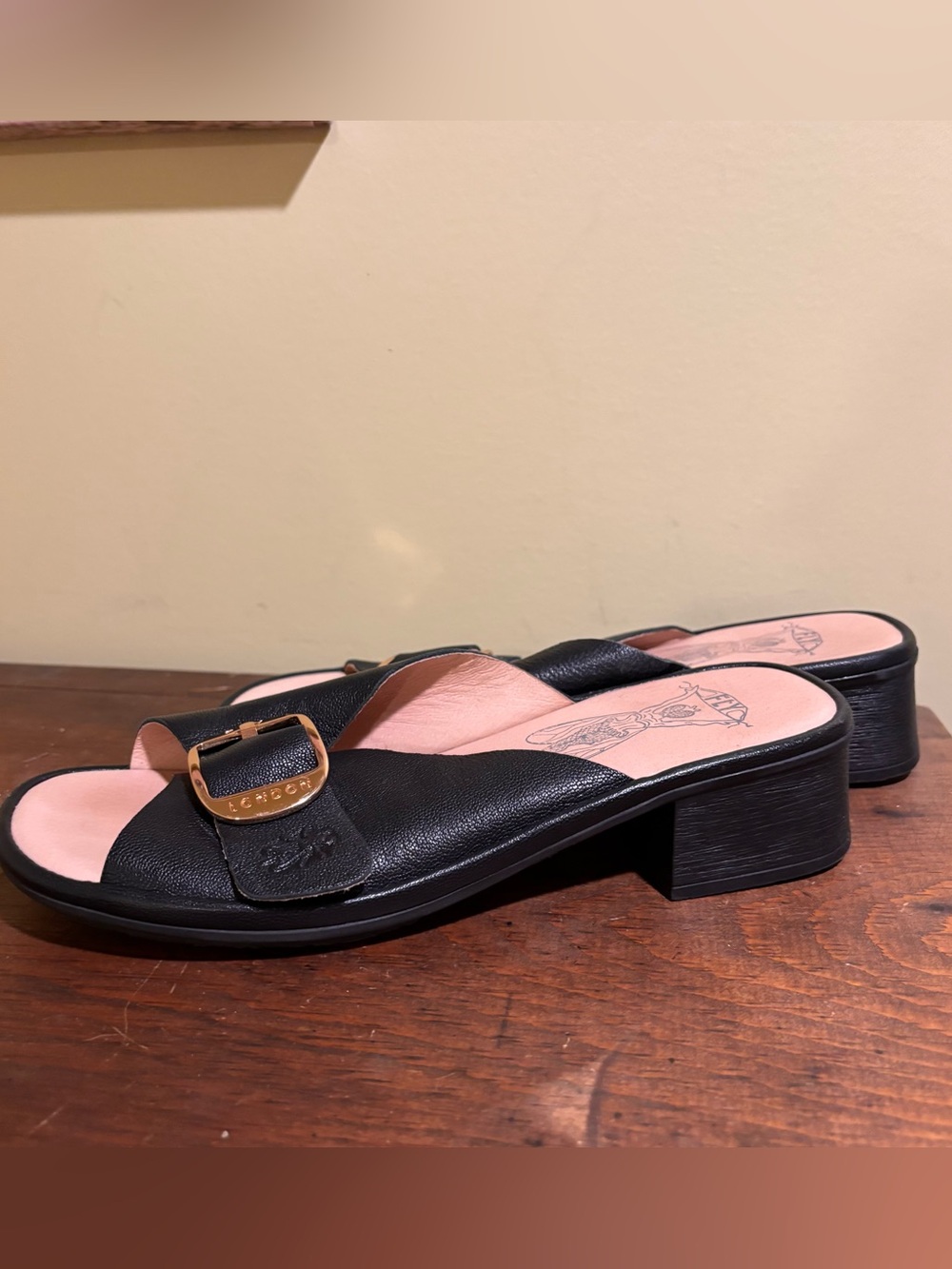 Fly London Elax Black Leather Sandal Mule Size 40 - Picture 6 of 10